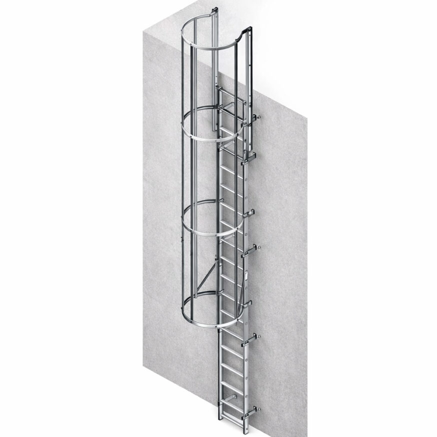 Fixed Access Aluminium Vertical Ladder System with Safety Cage ...